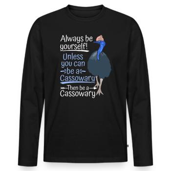 Retro Cassowary Bird Vintage Cassowaries - Men's Premium Organic Long Sleeve Shirt - black - Front - Nico (187cm)