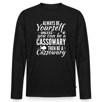 Retro Cassowary Bird Vintage Cassowaries - Men's Premium Organic Long Sleeve Shirt - black - Front - Nico (187cm)