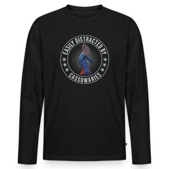 Casoars Retro Cassowary Bird Vintage - T-shirt manches longues Premium bio Homme - noir - Devant - Nico (187cm)