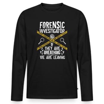 Technicien judiciaire Enquêteur sur les lieux d’un crime Peine médico-légale - T-shirt manches longues Premium bio Homme - noir - Devant - Nico (187cm)
