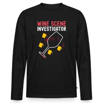 Wine Scene Investigator True Crime Weintrinker - Männer Premium Bio Langarmshirt - Schwarz - Vorne - Nico (187cm)