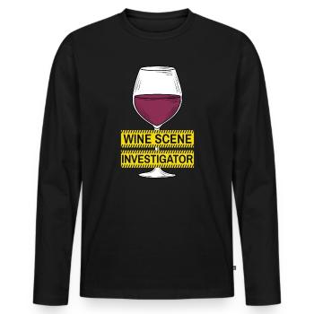 Wine Scene Investigator True Crime Weintrinker - Männer Premium Bio Langarmshirt - Schwarz - Vorne - Nico (187cm)