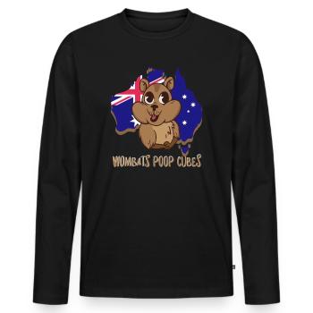 Wombats Poop Cubes pour un amoureux de Wombat - T-shirt manches longues Premium bio Homme - noir - Devant - Nico (187cm)