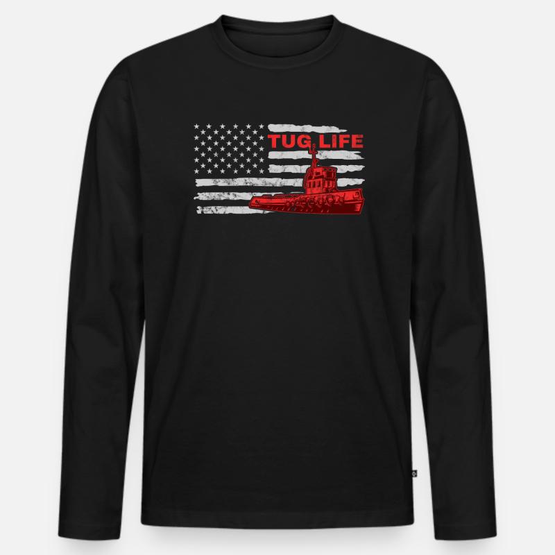 Schlepper Schleppboot Tug Life - Männer Premium Bio Langarmshirt - Schwarz