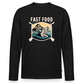 Chasse au canard d’eau Chasseur de restauration rapide - T-shirt manches longues Premium bio Homme - noir - Devant - Nico (187cm)