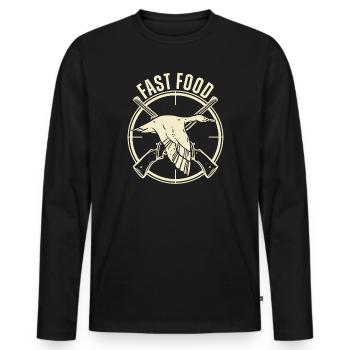 Chasse au canard d’eau Chasseur de restauration rapide - T-shirt manches longues Premium bio Homme - noir - Devant - Nico (187cm)
