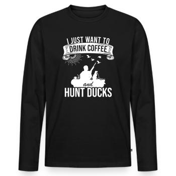 Saison de chasse au canard Chasse aux oiseaux chasseurs - T-shirt manches longues Premium bio Homme - noir - Devant - Nico (187cm)