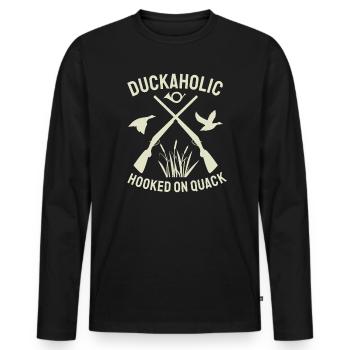 Chasse au canard Duckaholic - T-shirt manches longues Premium bio Homme - noir - Devant - Nico (187cm)