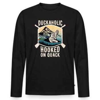 Chasse au canard Duckaholic - T-shirt manches longues Premium bio Homme - noir - Devant - Nico (187cm)