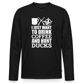 Saison de chasse au canard Chasse aux oiseaux chasseurs - T-shirt manches longues Premium bio Homme - noir - Devant - Nico (187cm)