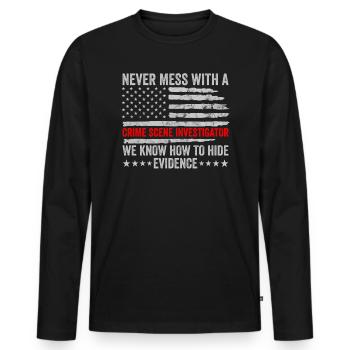 Forensic Technician Crime Scene Investigator Forensic Sentence - Men's Premium Organic Long Sleeve Shirt - black - Front - Nico (187cm)