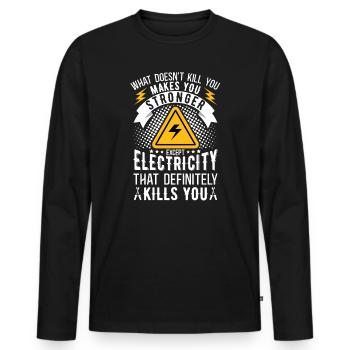 High Voltage Electrician Power Grid - Men's Premium Organic Long Sleeve Shirt - black - Front - Nico (187cm)