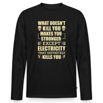 High Voltage Electrician Power Grid - Men's Premium Organic Long Sleeve Shirt - black - Front - Nico (187cm)