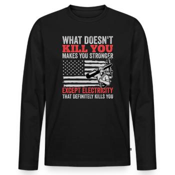 High Voltage Electrician Power Grid - Men's Premium Organic Long Sleeve Shirt - black - Front - Nico (187cm)