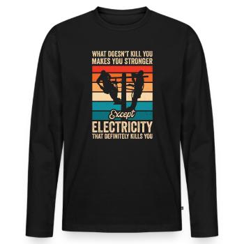 High Voltage Electrician Power Grid - Men's Premium Organic Long Sleeve Shirt - black - Front - Nico (187cm)