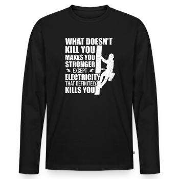 High Voltage Electrician Power Grid - Men's Premium Organic Long Sleeve Shirt - black - Front - Nico (187cm)