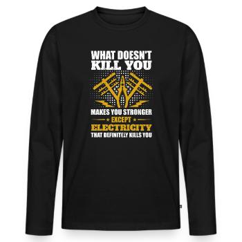 High Voltage Electrician Power Grid - Men's Premium Organic Long Sleeve Shirt - black - Front - Nico (187cm)