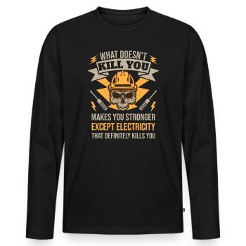 High Voltage Electrician Power Grid - Men's Premium Organic Long Sleeve Shirt - black - Front - Nico (187cm)