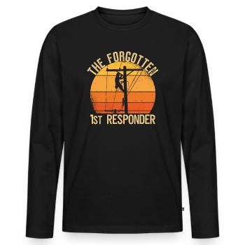 Réseau électrique électrique haute tension - T-shirt manches longues Premium bio Homme - noir - Devant - Nico (187cm)