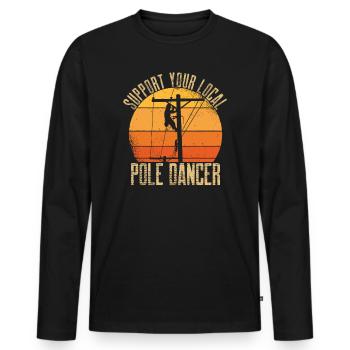 Réseau électrique électrique haute tension - T-shirt manches longues Premium bio Homme - noir - Devant - Nico (187cm)