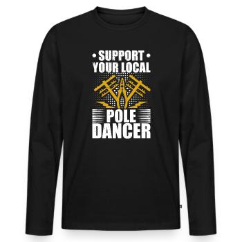 High Voltage Electrician Power Grid - Men's Premium Organic Long Sleeve Shirt - black - Front - Nico (187cm)