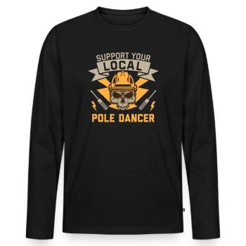High Voltage Electrician Power Grid - Men's Premium Organic Long Sleeve Shirt - black - Front - Nico (187cm)