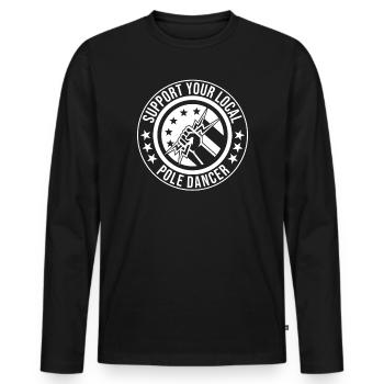 High Voltage Electrician Power Grid - Men's Premium Organic Long Sleeve Shirt - black - Front - Nico (187cm)