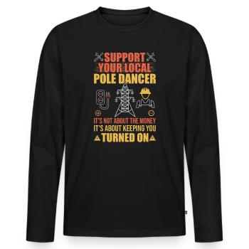 High Voltage Electrician Power Grid - Men's Premium Organic Long Sleeve Shirt - black - Front - Nico (187cm)