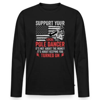 Réseau électrique électrique haute tension - T-shirt manches longues Premium bio Homme - noir - Devant - Nico (187cm)