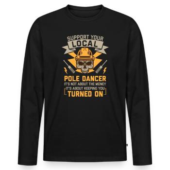 Réseau électrique électrique haute tension - T-shirt manches longues Premium bio Homme - noir - Devant - Nico (187cm)