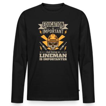 Funny High Voltage Electrician Saying Electrics - Men's Premium Organic Long Sleeve Shirt - black - Front - Nico (187cm)
