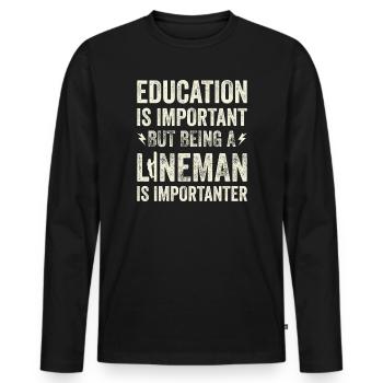 Funny High Voltage Electrician Saying Electrics - Men's Premium Organic Long Sleeve Shirt - black - Front - Nico (187cm)