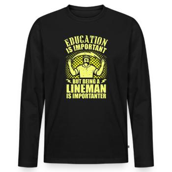 Funny High Voltage Electrician Saying Electrics - Men's Premium Organic Long Sleeve Shirt - black - Front - Nico (187cm)