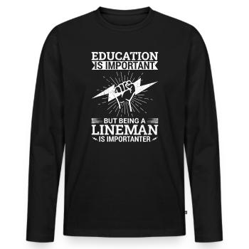 Funny High Voltage Electrician Saying Electrics - Men's Premium Organic Long Sleeve Shirt - black - Front - Nico (187cm)