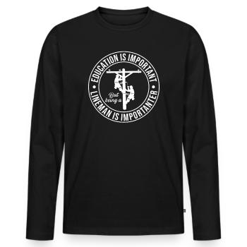 Funny High Voltage Electrician Saying Electrics - Men's Premium Organic Long Sleeve Shirt - black - Front - Nico (187cm)