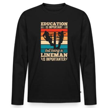 Funny High Voltage Electrician Saying Electrics - Men's Premium Organic Long Sleeve Shirt - black - Front - Nico (187cm)