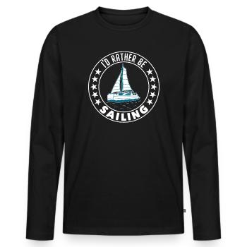 Catamaran captain I would rather sail catamaran - Men's Premium Organic Long Sleeve Shirt - black - Front - Nico (187cm)