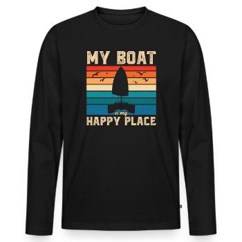 Catamaran Captain Sailboat - Men's Premium Organic Long Sleeve Shirt - black - Front - Nico (187cm)