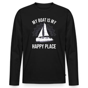 Catamaran Captain Sailboat - Men's Premium Organic Long Sleeve Shirt - black - Front - Nico (187cm)