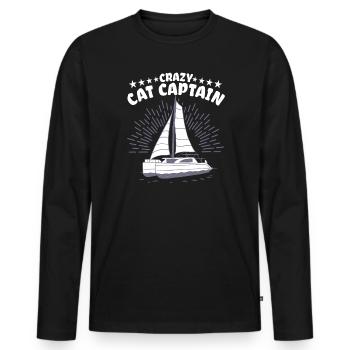 Catamaran Captain Sailing Sailboat - Men's Premium Organic Long Sleeve Shirt - black - Front - Nico (187cm)