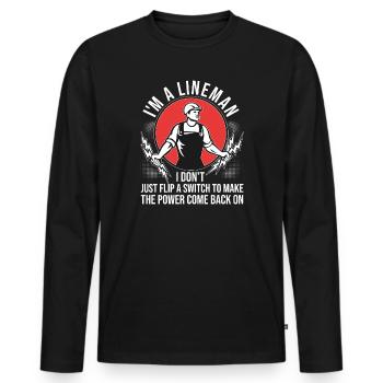 Power Lineman Power Line Electrician - Men's Premium Organic Long Sleeve Shirt - black - Front - Nico (187cm)