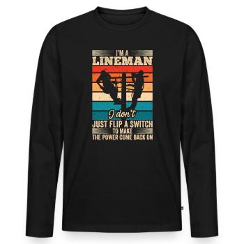 Power Lineman Power Line Electrician - Men's Premium Organic Long Sleeve Shirt - black - Front - Nico (187cm)