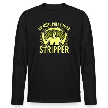 Power Lineman Power Line Electrician - Men's Premium Organic Long Sleeve Shirt - black - Front - Nico (187cm)