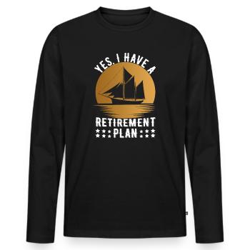 Régime de retraite des marins retraités - T-shirt manches longues Premium bio Homme - noir - Devant - Nico (187cm)