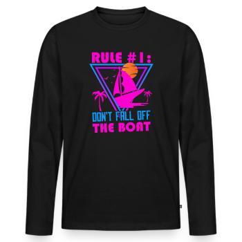Drôle de voilier pour le capitaine du bateau - T-shirt manches longues Premium bio Homme - noir - Devant - Nico (187cm)