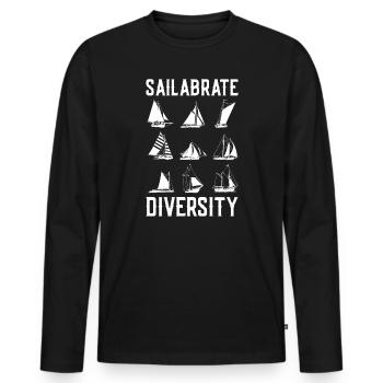 Drôle de dicton de voilier pour le capitaine du bateau - T-shirt manches longues Premium bio Homme - noir - Devant - Nico (187cm)
