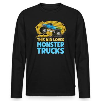 Ce gamin adore les monster trucks - T-shirt manches longues Premium bio Homme - noir - Devant - Nico (187cm)