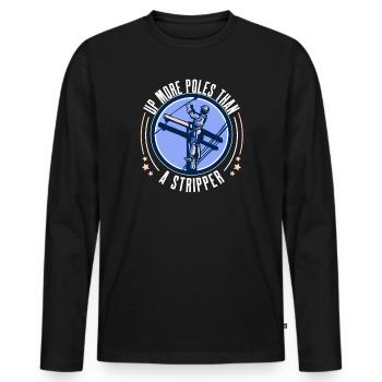 Power Lineman Power Line Electrician - Men's Premium Organic Long Sleeve Shirt - black - Front - Nico (187cm)