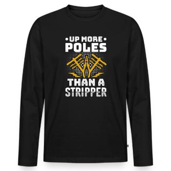 Power Lineman Power Line Electrician - Men's Premium Organic Long Sleeve Shirt - black - Front - Nico (187cm)
