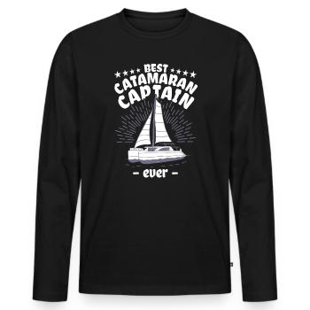 Catamaran Sailing Sailor Best Catamaran Captain - Men's Premium Organic Long Sleeve Shirt - black - Front - Nico (187cm)
